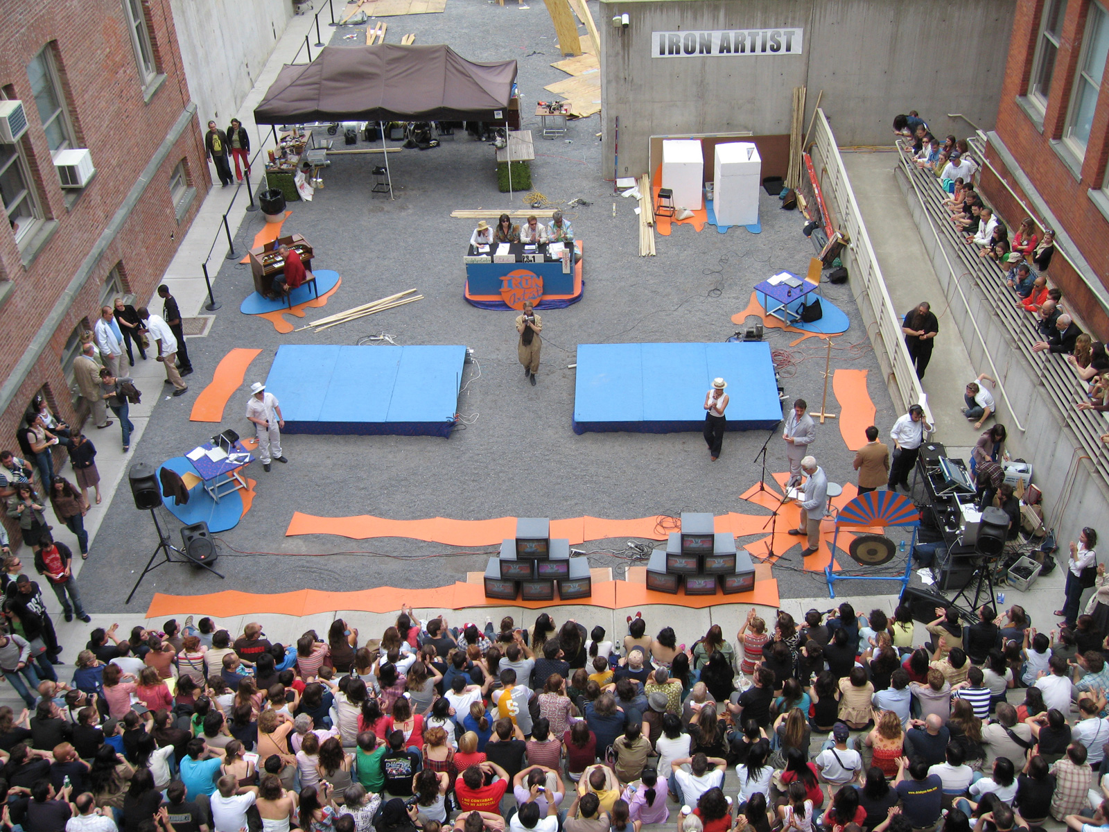 Aerial photograph of the courtyard at P.S.1 before the first duel.