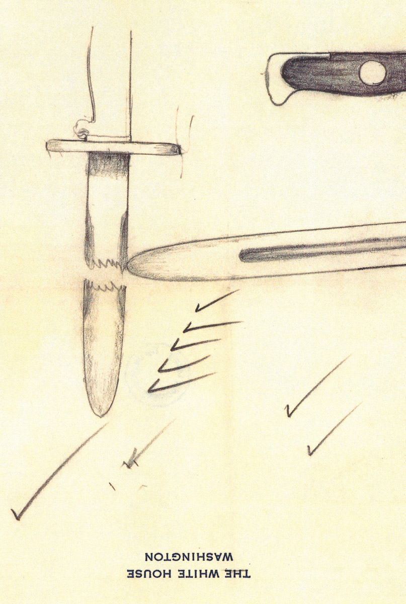 Broken knife and checkmarks drawn by Eisenhower.