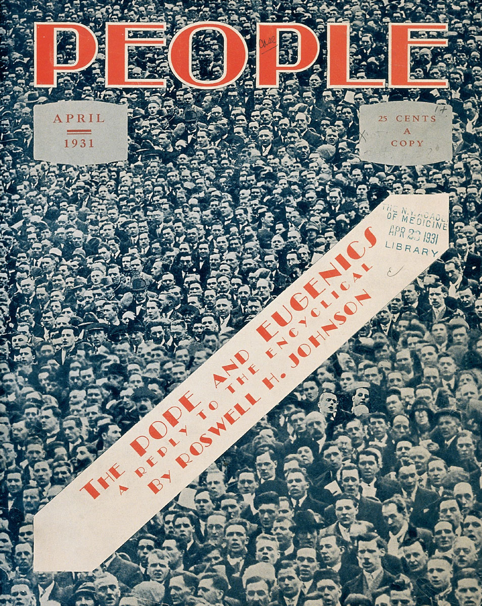 Cover of sole issue of People magazine from April 1931 depicting a crowd of people, with some repeated figures.
