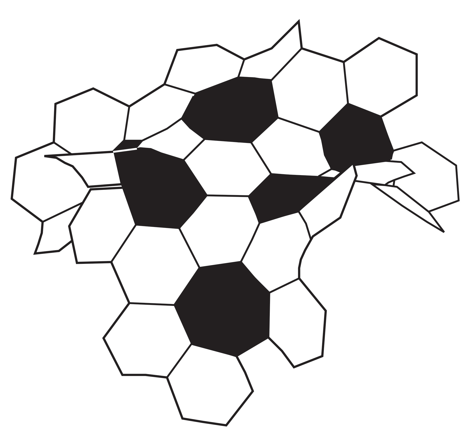 A diagram of a hyperbolic soccer ball.