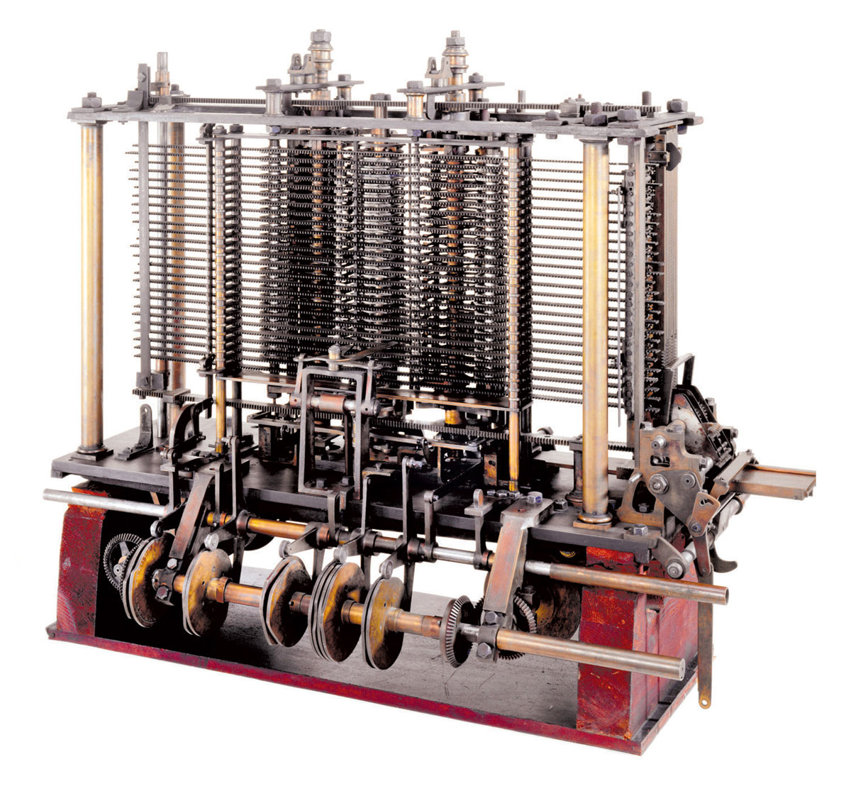 A photograph of Babbage’s Analytical Engine, created between 1834 and 1871, the first fully automatic calculating machine. 