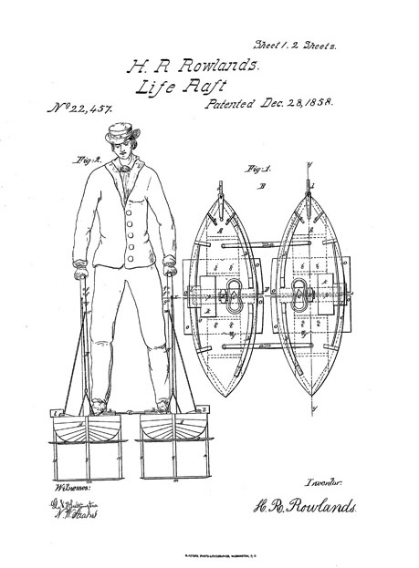An illustration from Henry Robert Rowlands's patent application for 