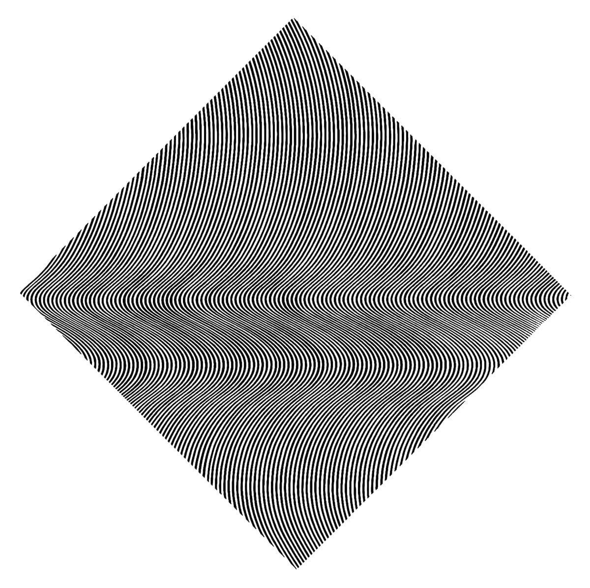 A nineteen sixty-four painting by Bridget Riley titled “”Crest. “