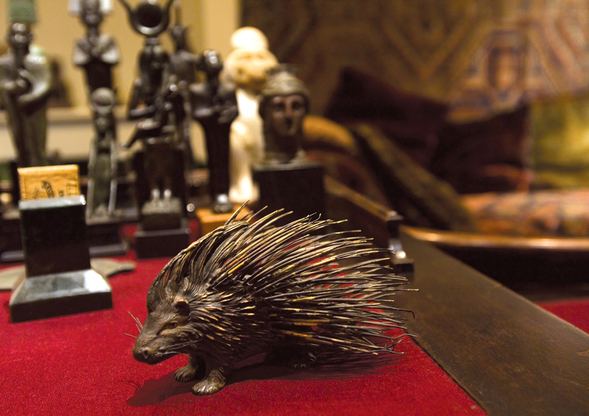 A photograph of the porcupine on Freud’s desk in the study of his London home, now the Freud Museum. His famous couch looms in the background. 