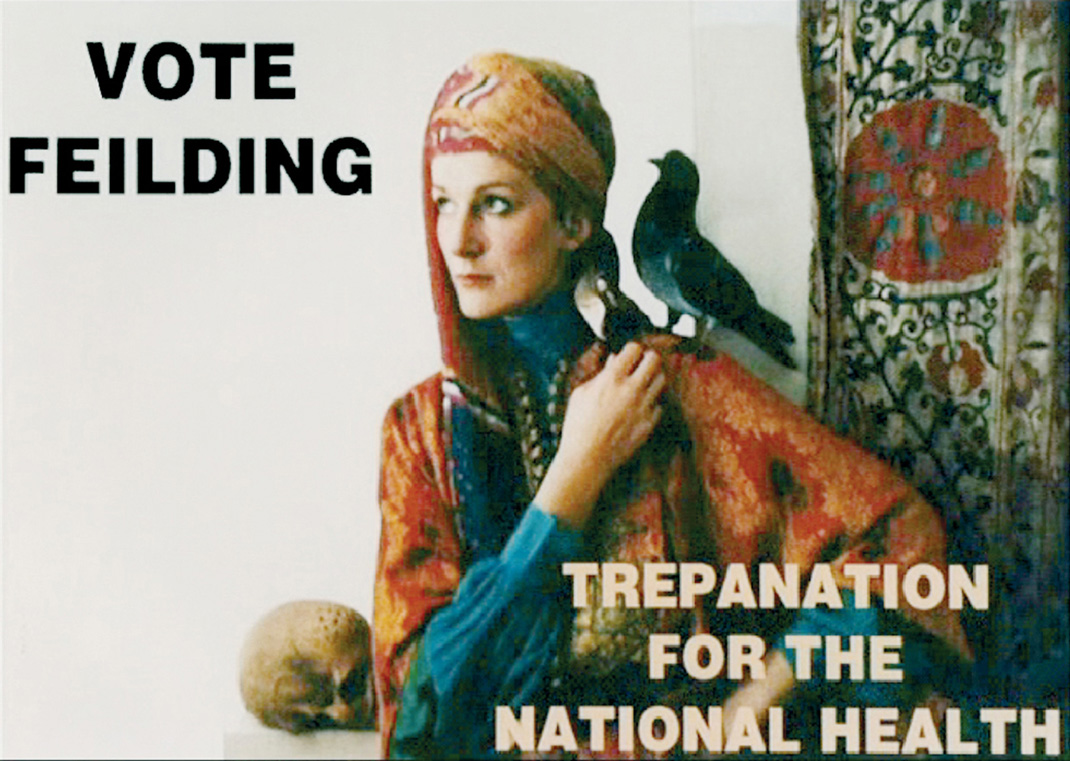 A piece of promotional material for Amanda Feilding’s nineteen seventy nine campaign for Parliament featuring the legend 