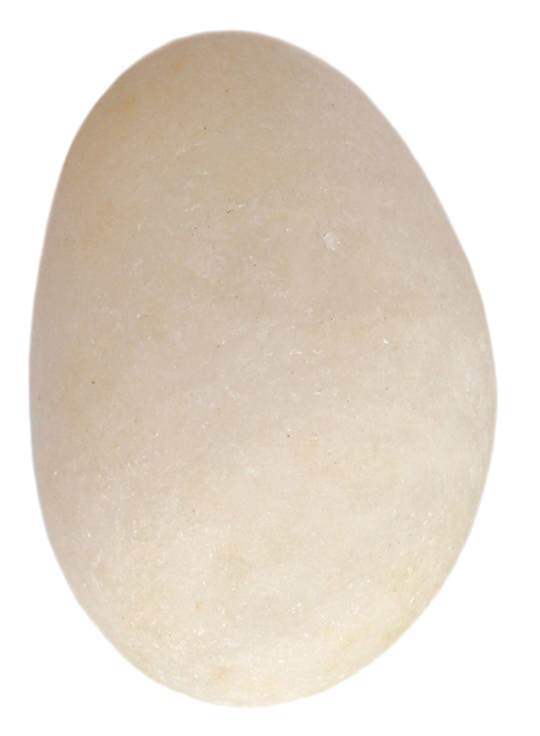 A photograph of a rock which resembles an egg. 