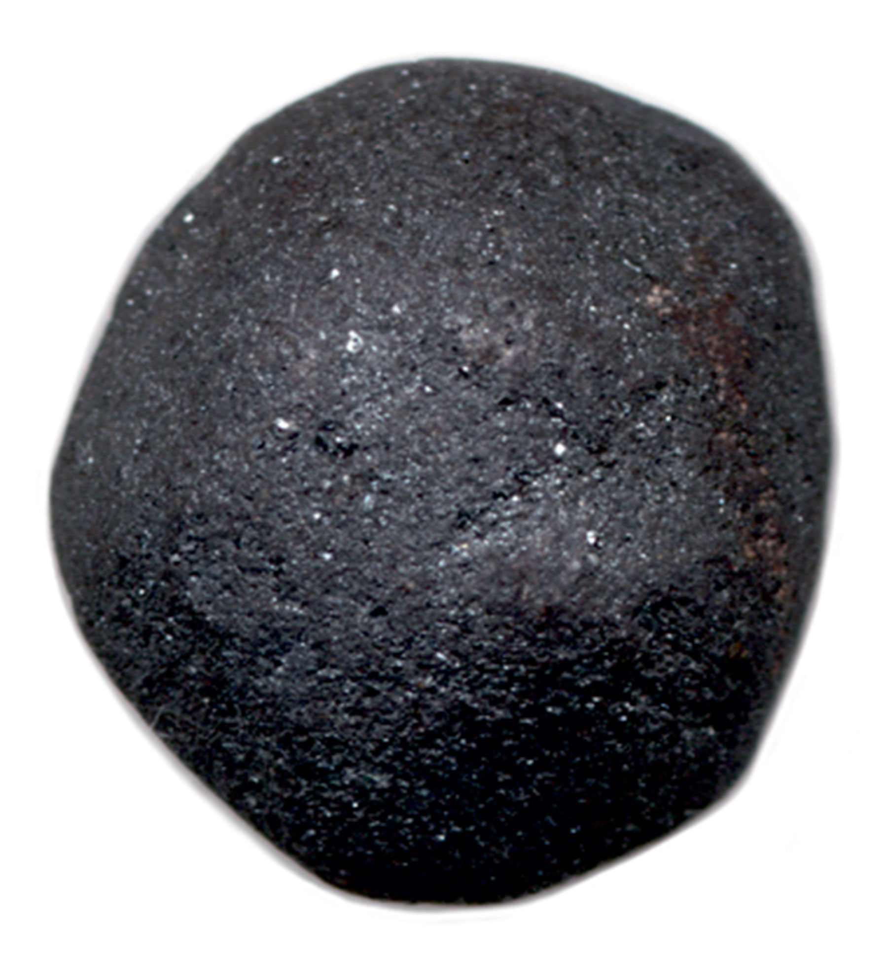 A photograph of a rock which resembles a milk dud. 