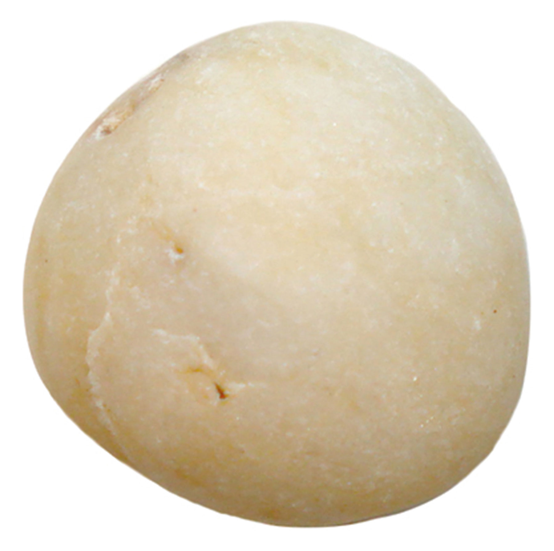 A photograph of a rock which resembles a macadamia nut. 