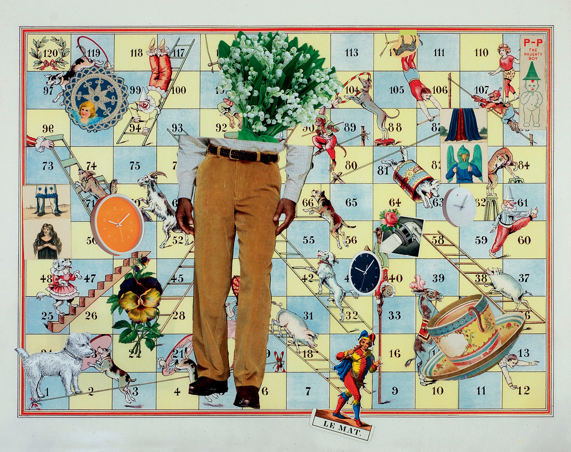 John Ashbery’s two thousand and eight artwork titled “Chutes and Ladders II (for Oliver Brossard).”