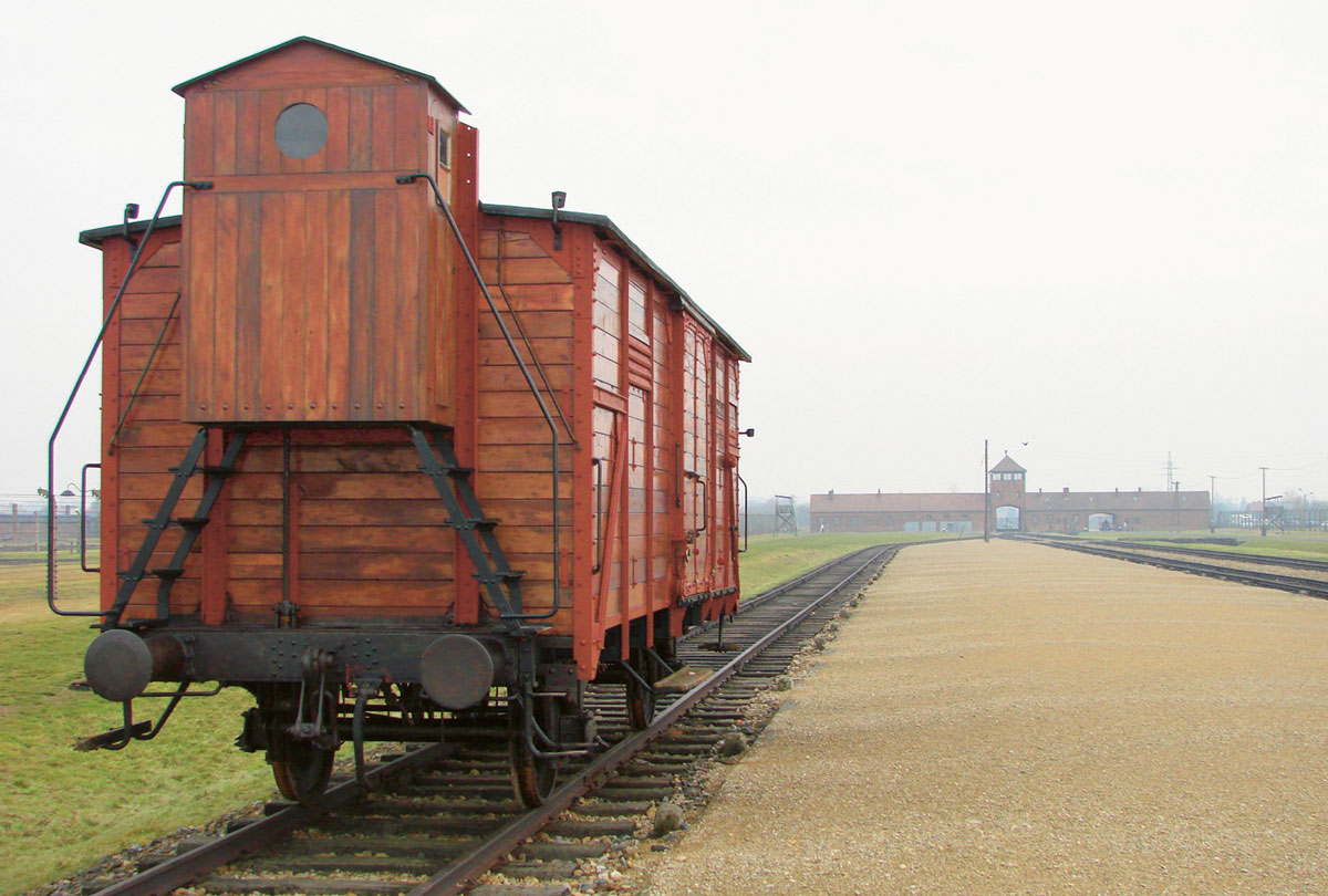 A contemporary photograph of the trains which ran to concentration camps in World War two.