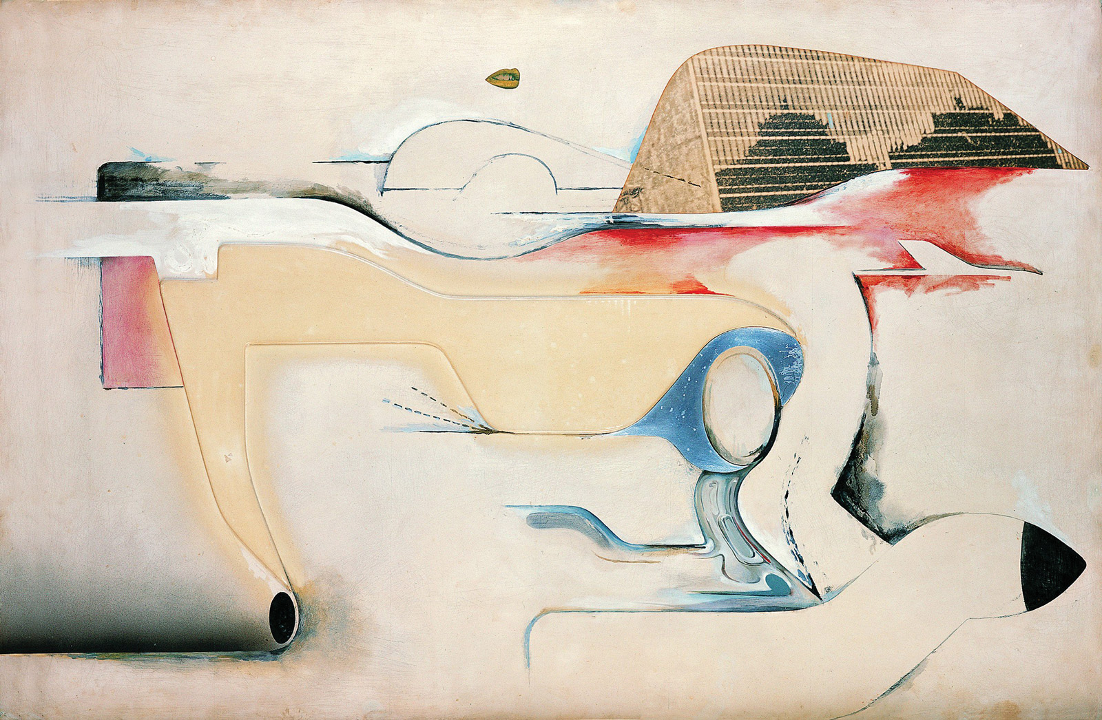 The nineteen fifty eight painting “Hers Is a Lush Situation” by Richard Hamilton, a dynamic abstraction of vehicular and industrial figurations.