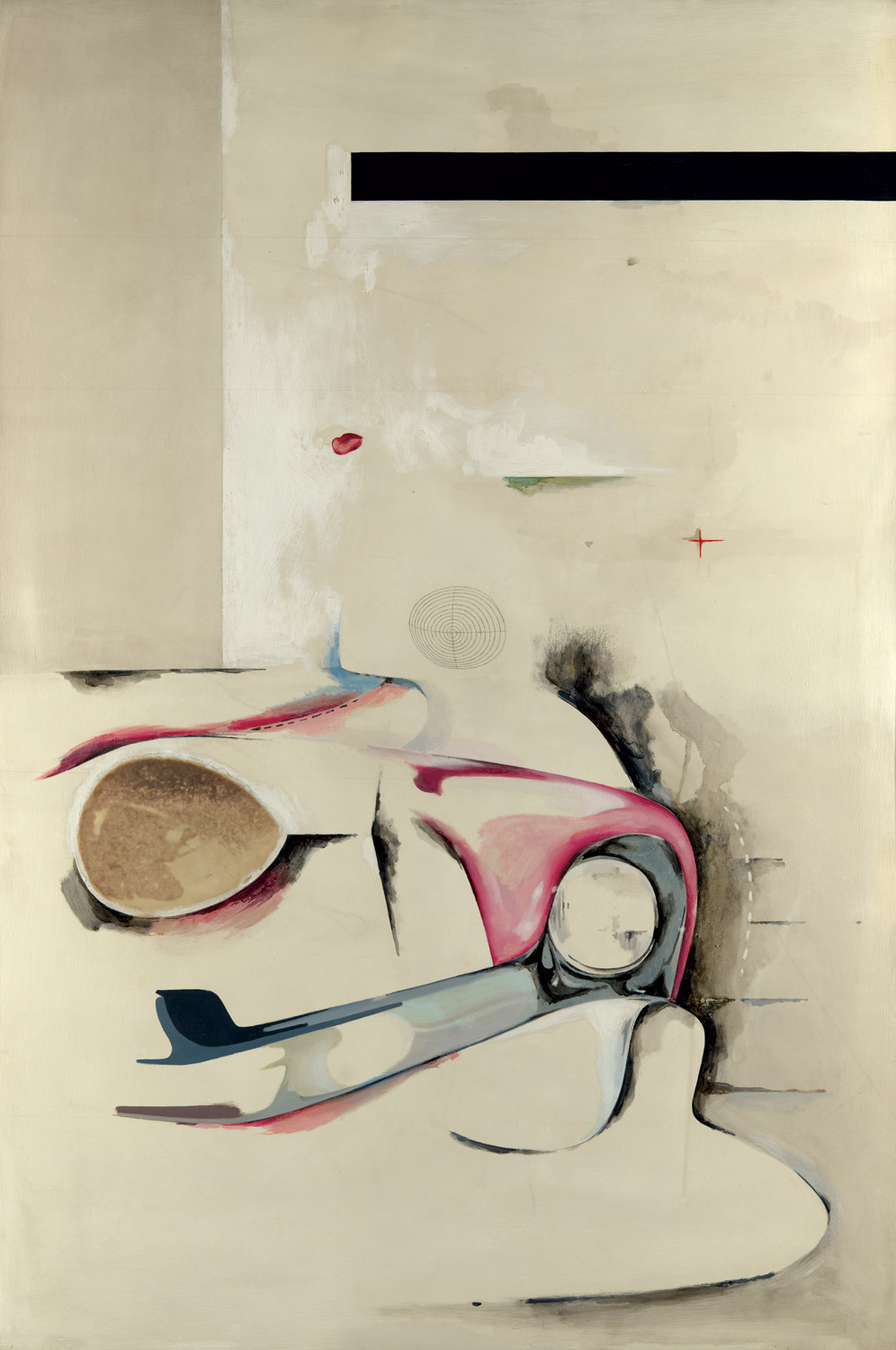 The nineteen fifty seven painting “Hommage a Chrysler Corp” by Richard Hamilton, depicting an abstract representation of a car’s headlights.