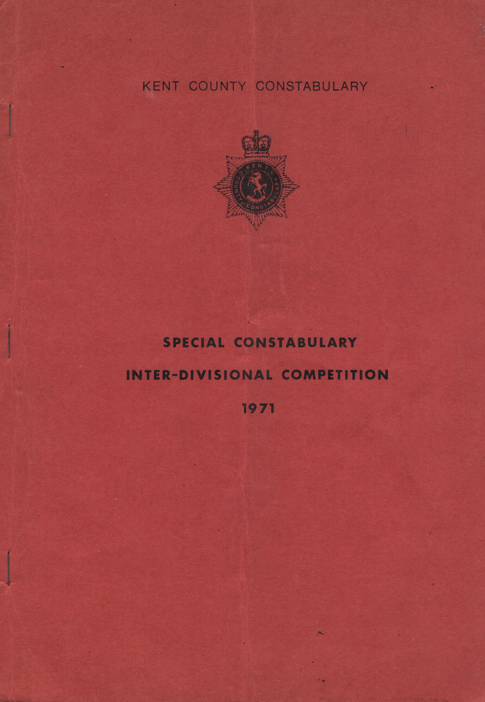 Cover of “Special Constabulary Inter-Divisional Competition,” a booklet published by the Kent County Constabulary.