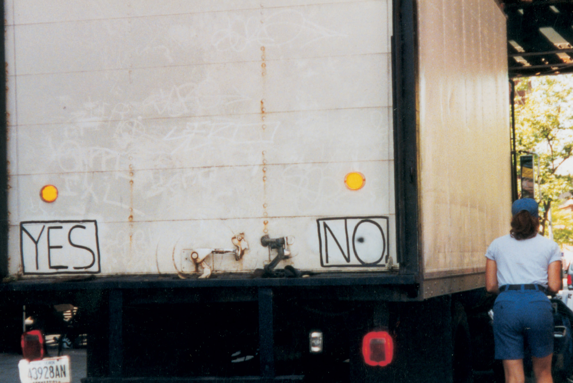 A photo by Joseph Fratesi of the back of a truck with the word 