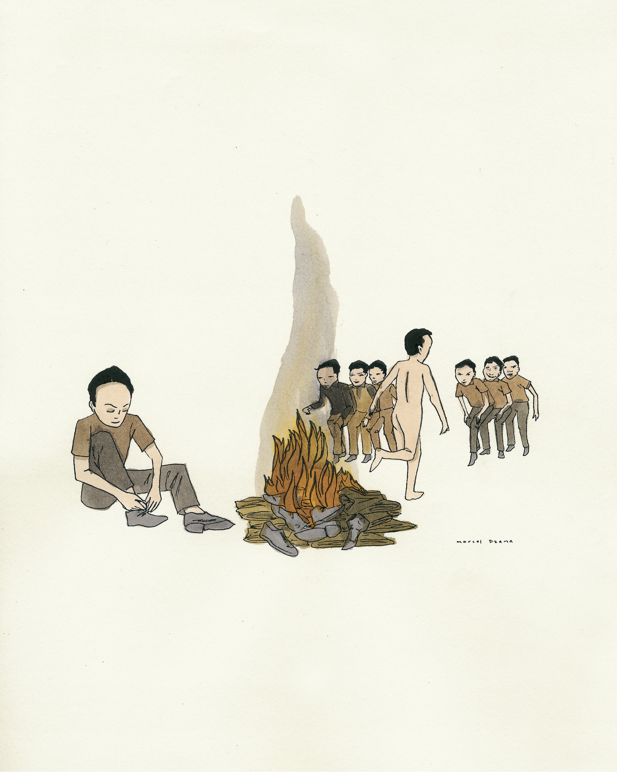 A 2002 drawing of children by Marcel Dzama.