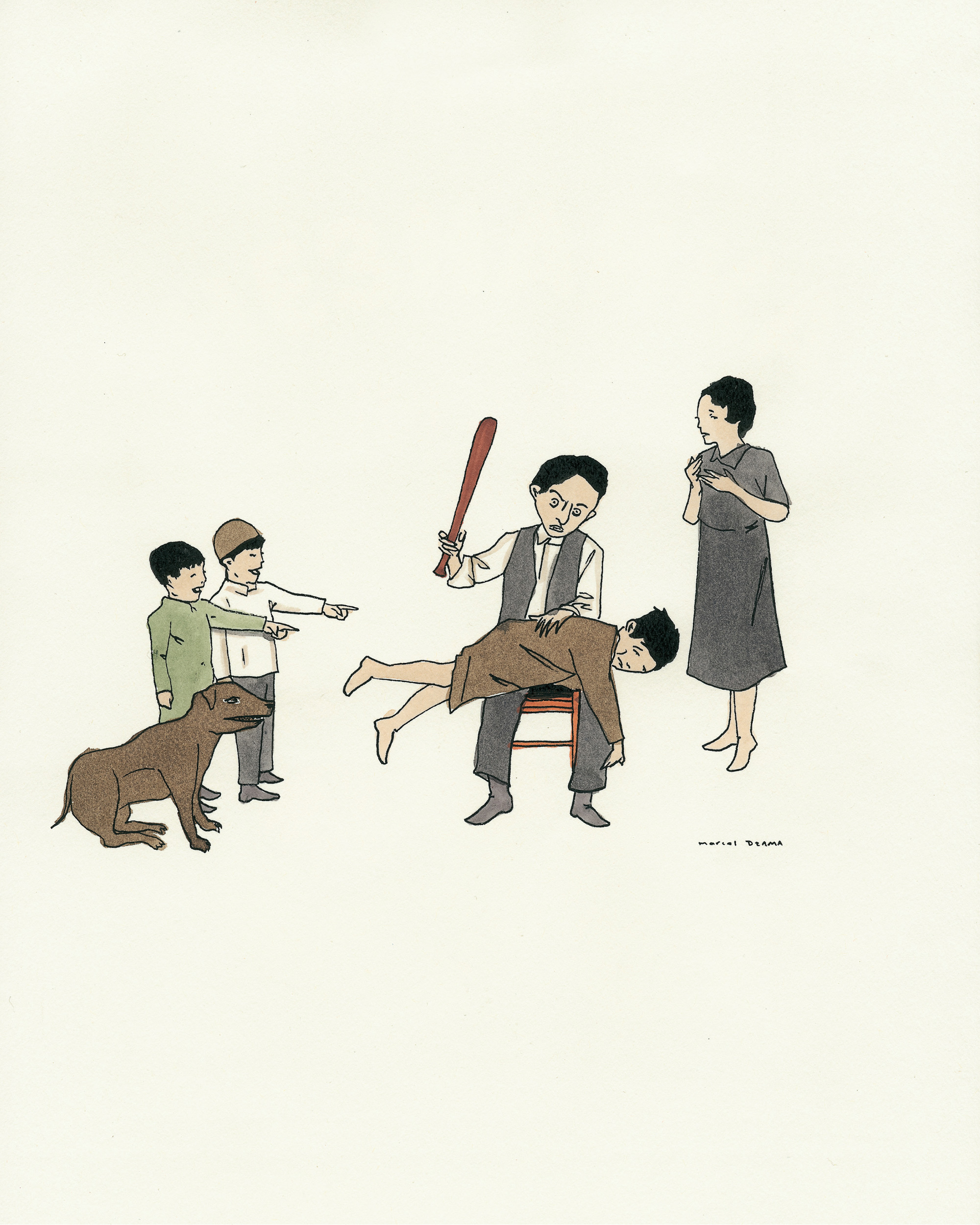 A 2002 drawing of children by Marcel Dzama.