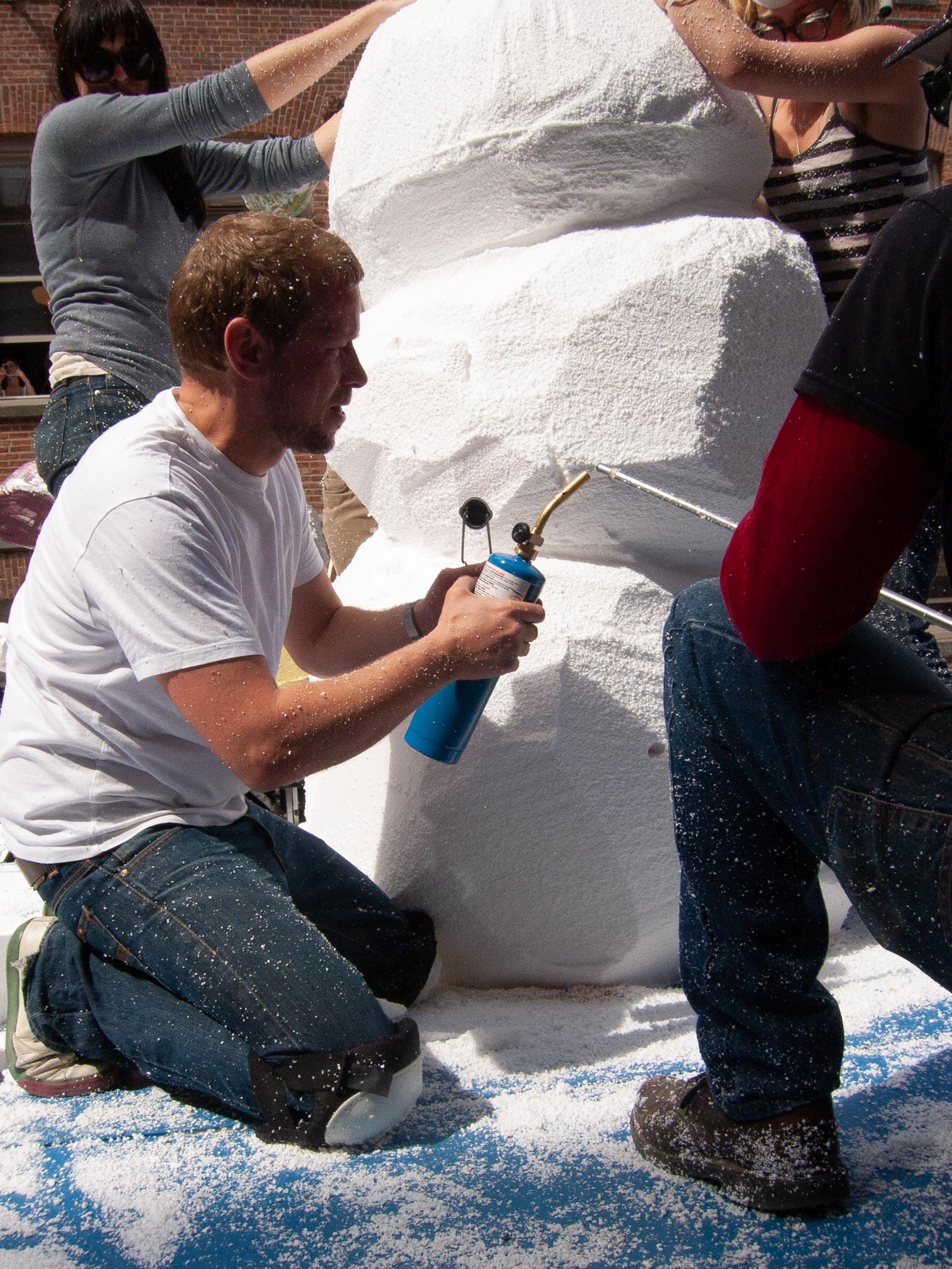 Westphalen applying heat to snow.