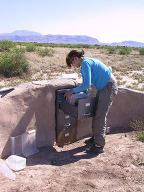 Drying out the magazines after the flood. Photo courtesy Sarah Schumacher