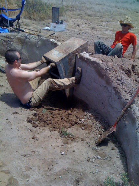 Rebar hard at work on the library on the 4th of July, 2009.
  