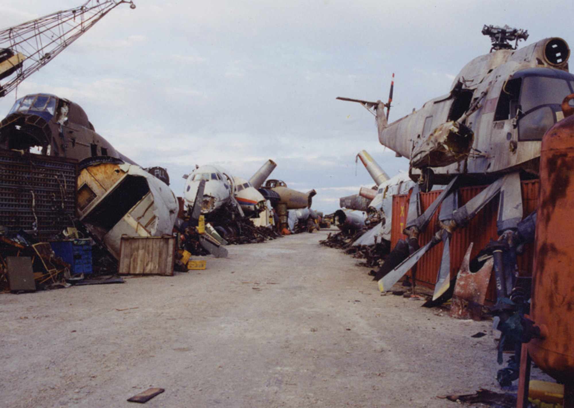 A photograph of discarded “Con Air” film prop airplanes.