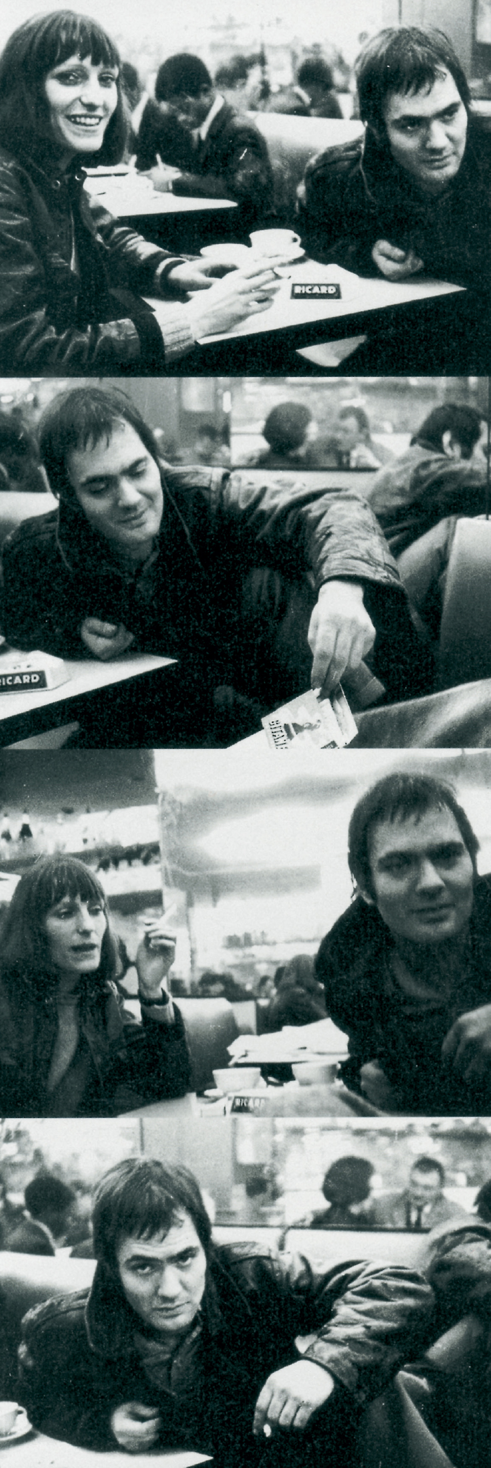 Four photographs by Astrid Proll of Gudrun Ensslin and Andreas Baader in a Paris cafe, November 1969.