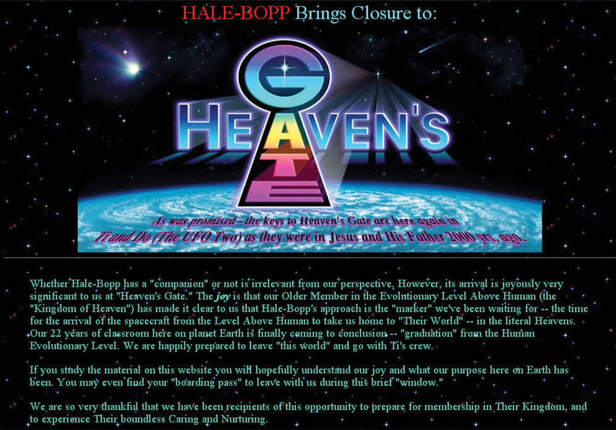 Heaven's Gate webpage from the Internet Archive.