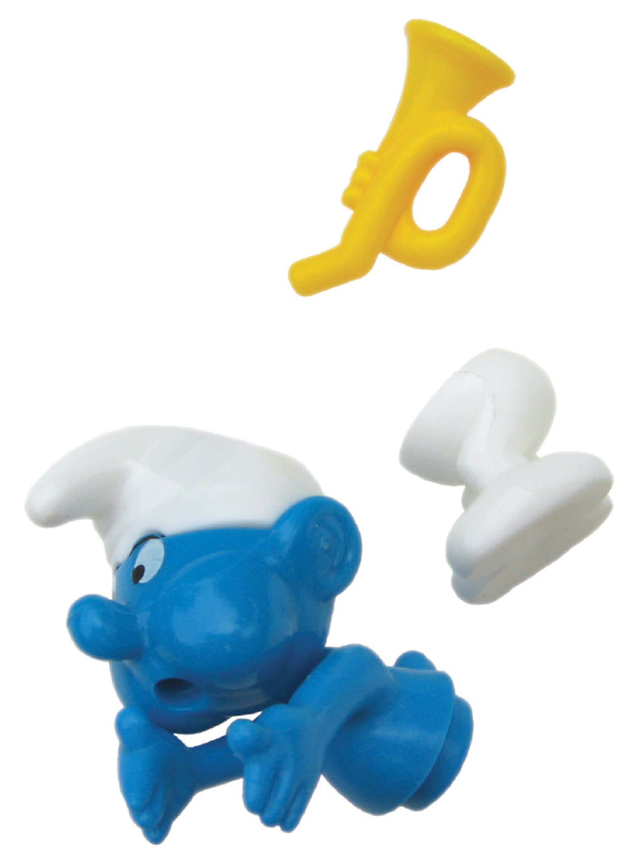 A photograph of Smurf toys that one might find inside a Kinder egg.