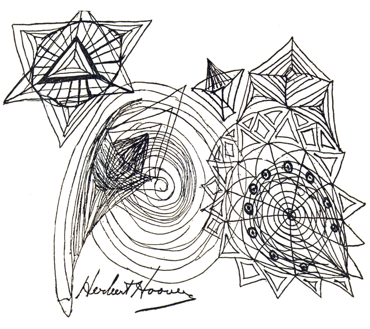 Geometric designs drawn (and signed) by Hoover.