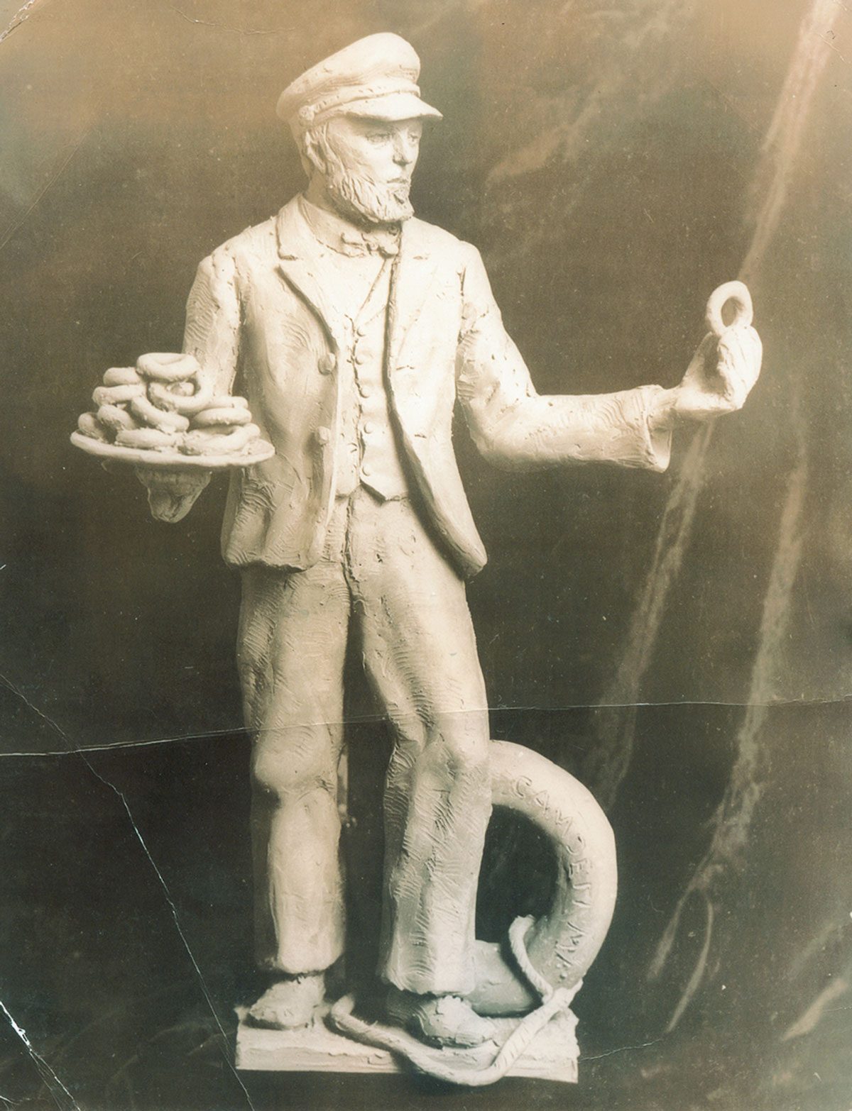 Model of proposed statue of Captain Hanson Crockett Gregory by sculptor Victor Khalil, ca. 1940. Photo courtesy of the Camden Public Library, Camden, Maine.