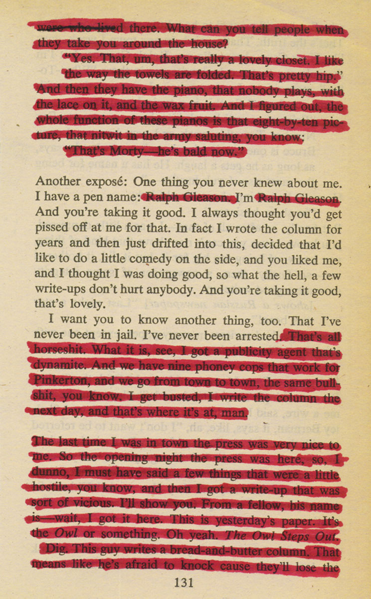 Book page with the pen name “Ralph Gleason” highlighted in red twice.
