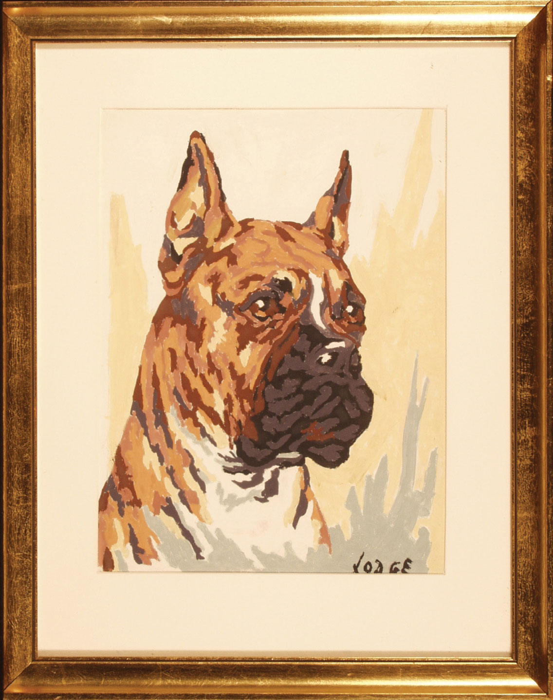 Painting of a dog by Henry Cabot Lodge, Jr., US ambassador to the UN from 1953 to 1960.