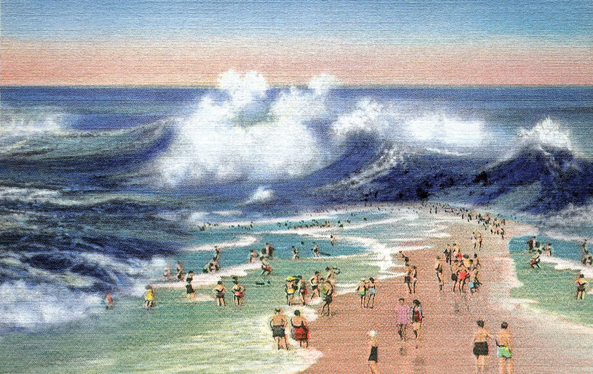 A postcard depicting artist Robert Bowen’s 2004 artwork titled “Wave.”