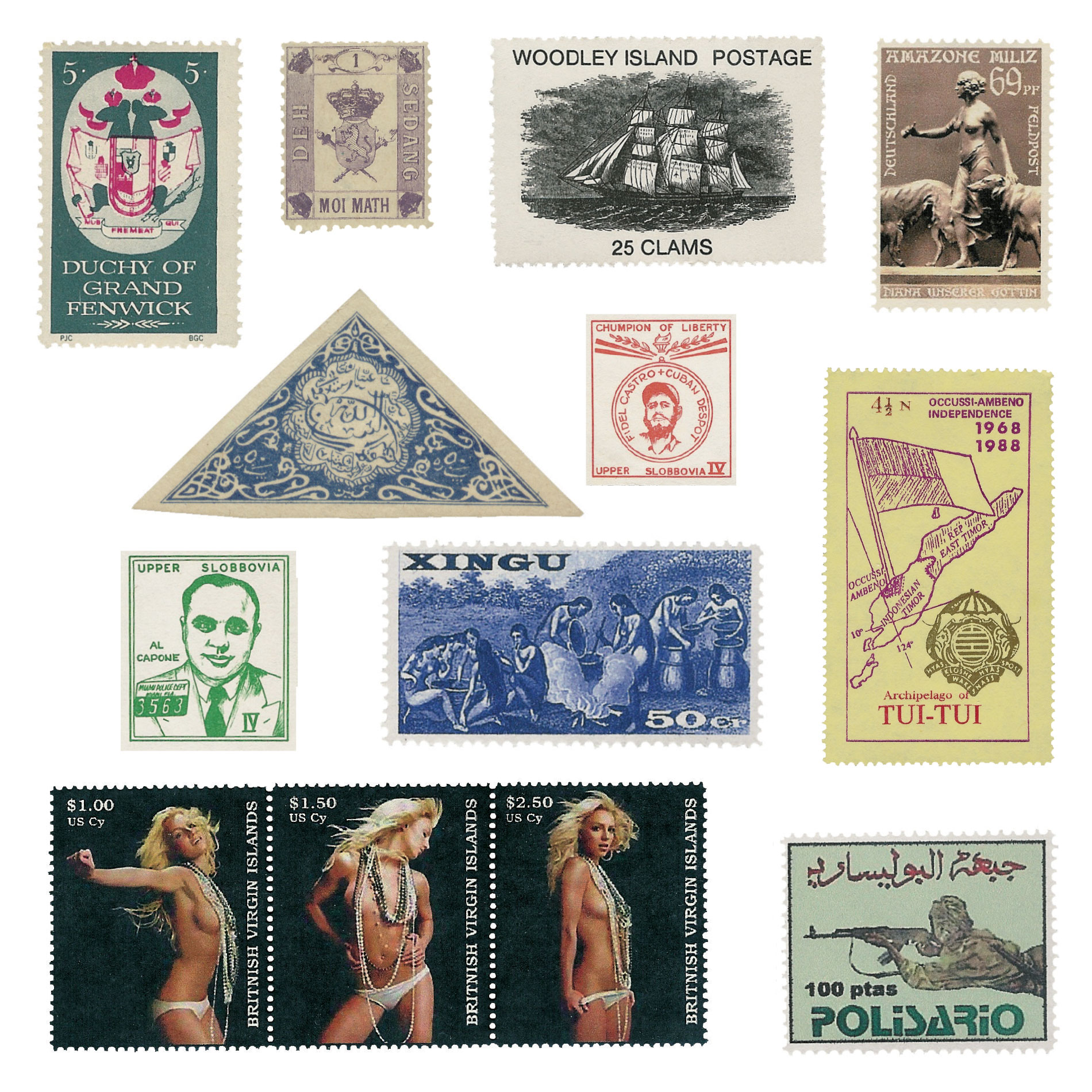 Cinderella stamps from the authors’ collection.