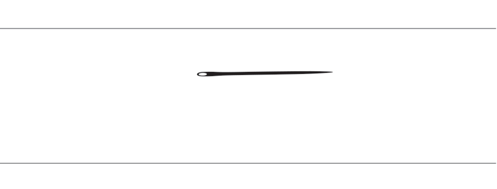 A digital illustration of a needle that is entirely parallel to the ruled lines, thus touching no lines.