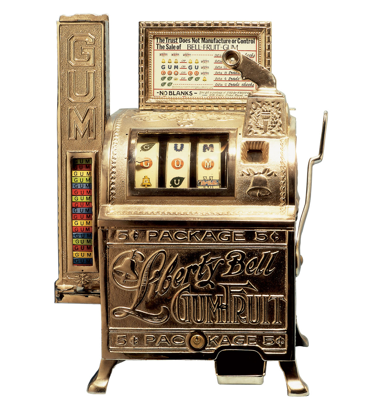 A photograph of a slot machine disguised as vending machine from 1910.