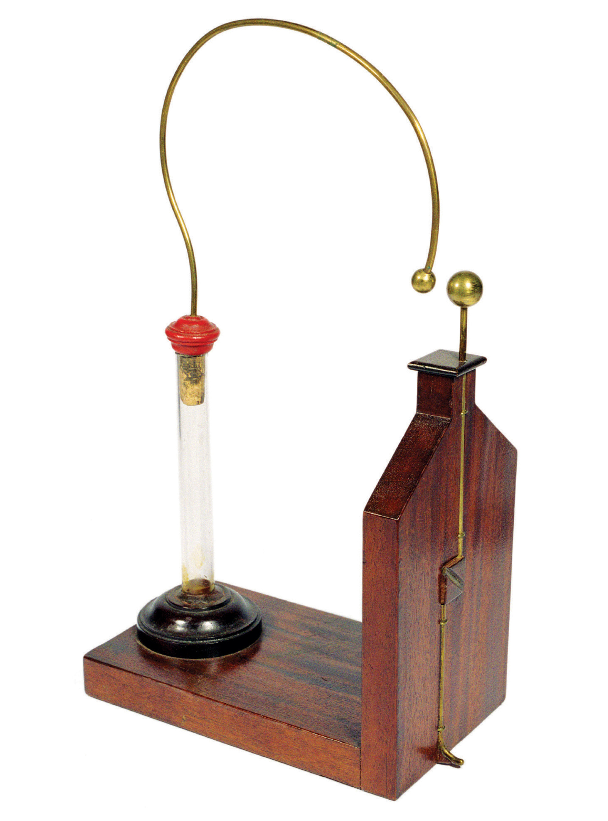 A photograph of the electrical Thunderhouse. This device illustrates the concept of a lightning rod.