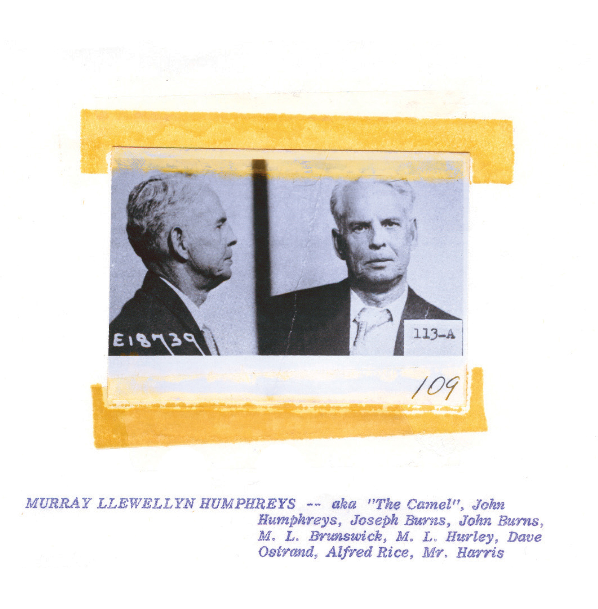 A page from the 1960 Nevada State Gaming Control Board’s Black Book, showing a mug shot of an excluded person.