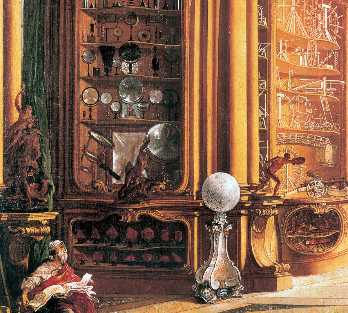 A detail from Jacques de LaJoüe’s 1734 painting for the Cabinet Bonnier, located above the door leading to the Second Cabinet of Natural History.