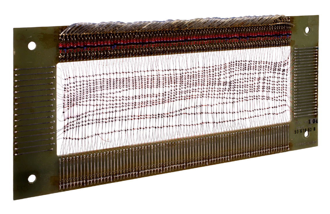 Ferroxcube, 80 by 16-bit-word core memory plane. Core diameter 1.3 mm. All objects, except “Book of Prayers,” courtesy Gessler Collection. All photos Steve Rowell.
