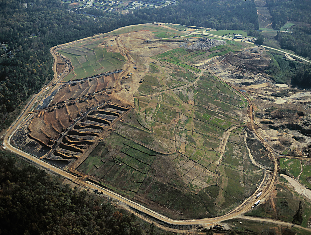 An aerial photograph of a landfill in Buford, Georgia.