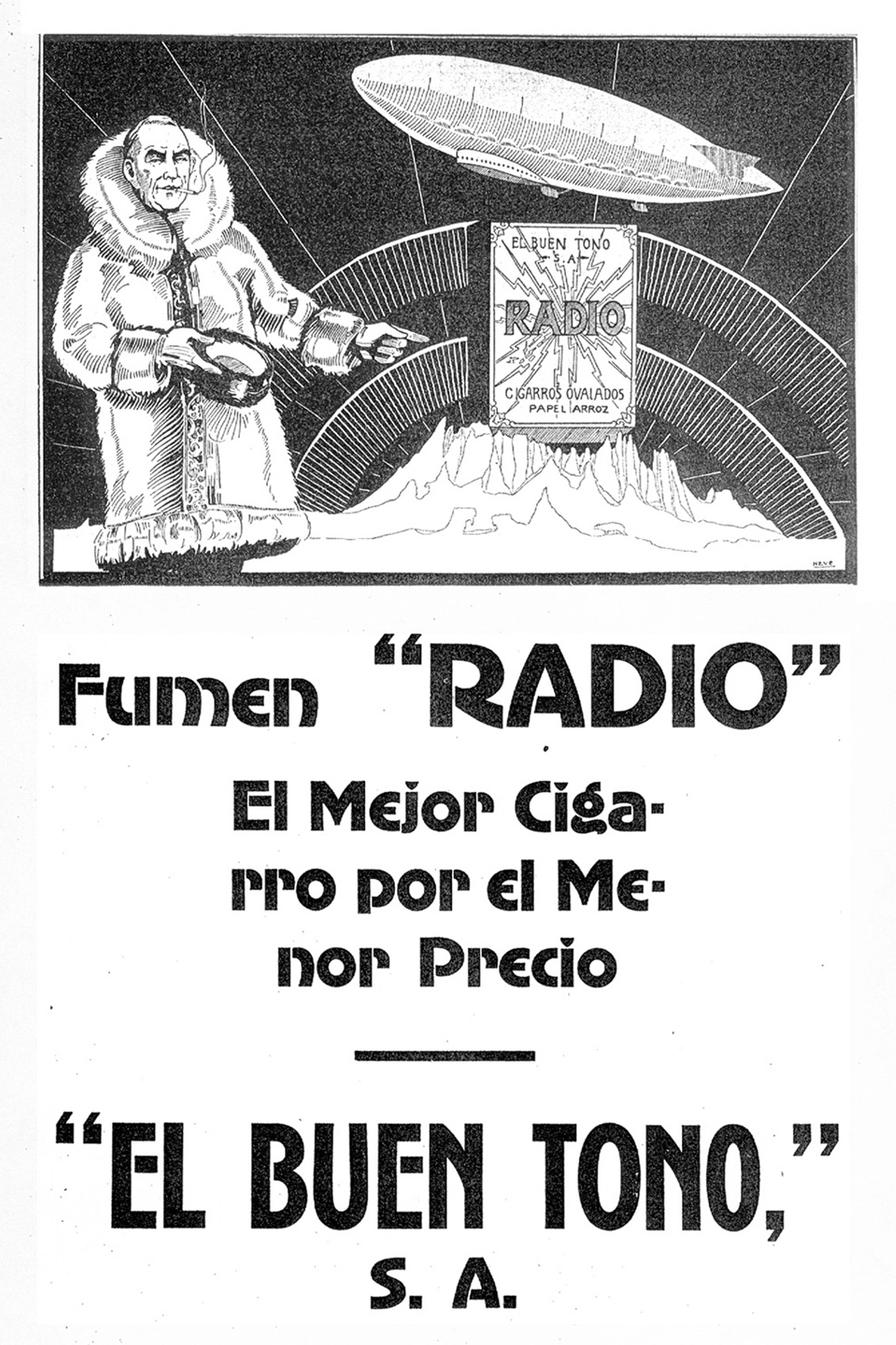 El Buen Tono’s advertisement for Radio cigarettes, published in 