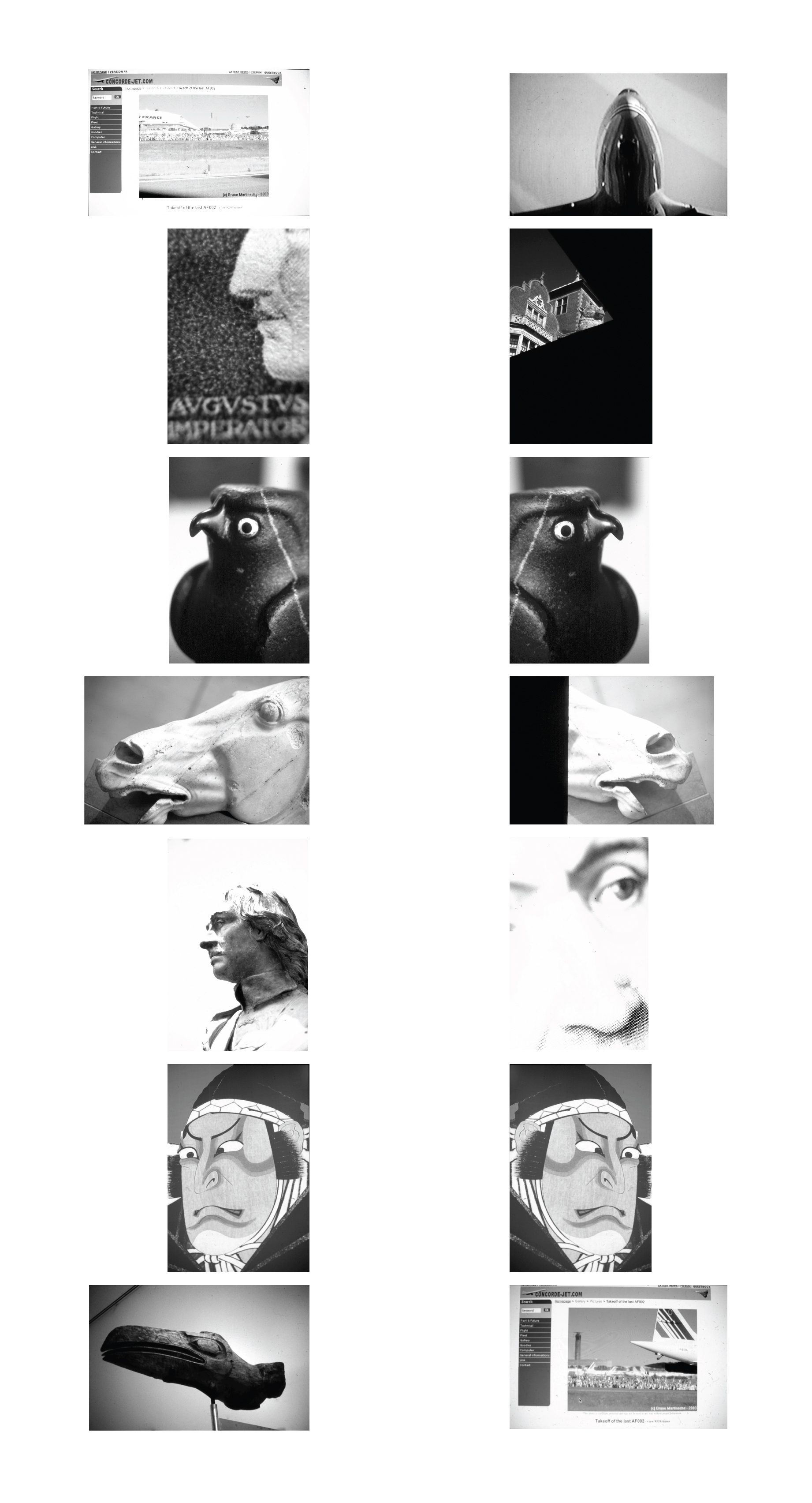 A two thousand six artwork by Simon Patterson composed of several individual photographs and illustrations and titled “Some Important Noses from Nose to Tail, two thousand and five.”
