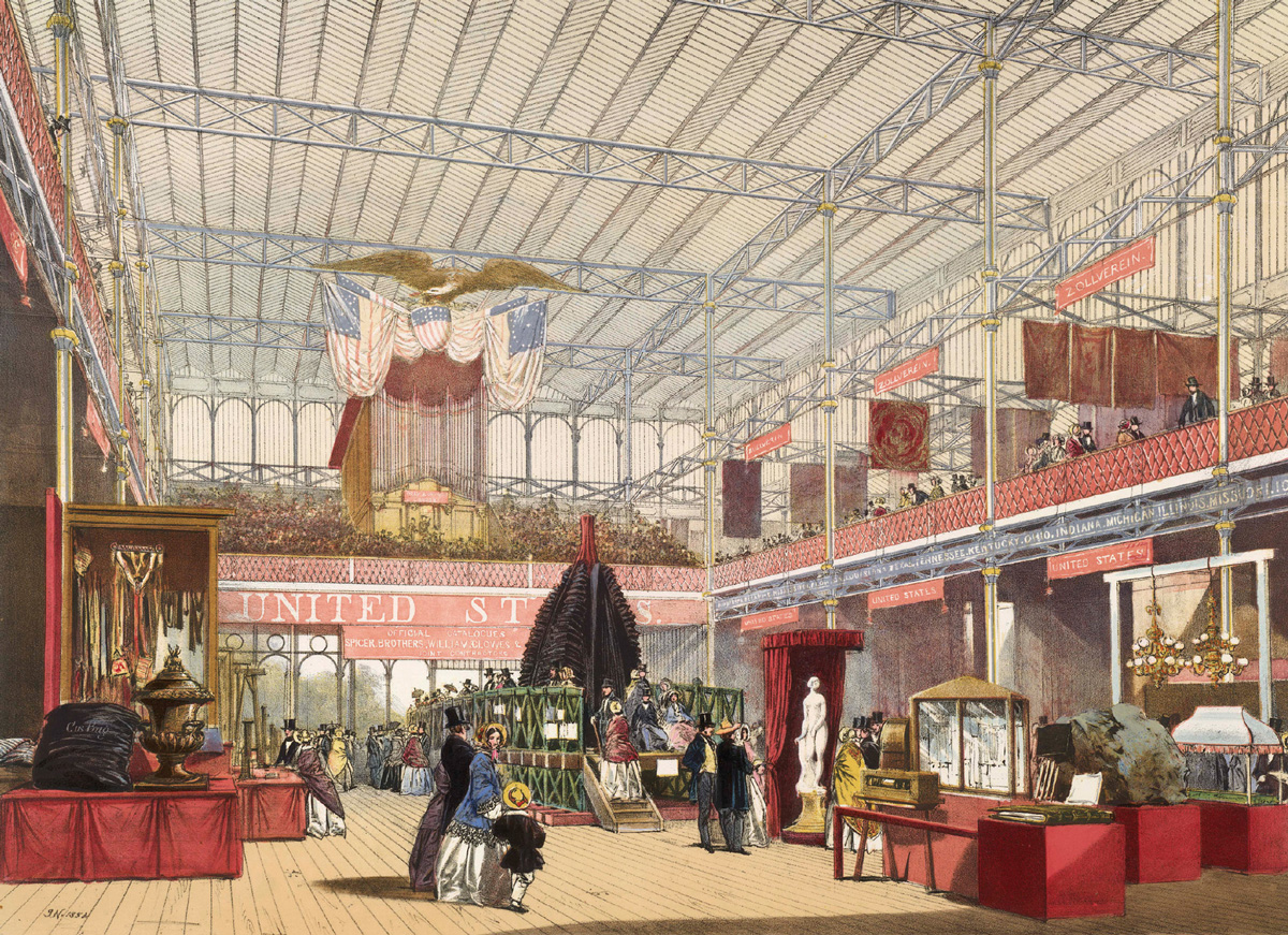 The United Stat­es Court at the Crystal Palace. From Dickinson’s Comprehensive Pictures of the Great Exhibition of 1851.