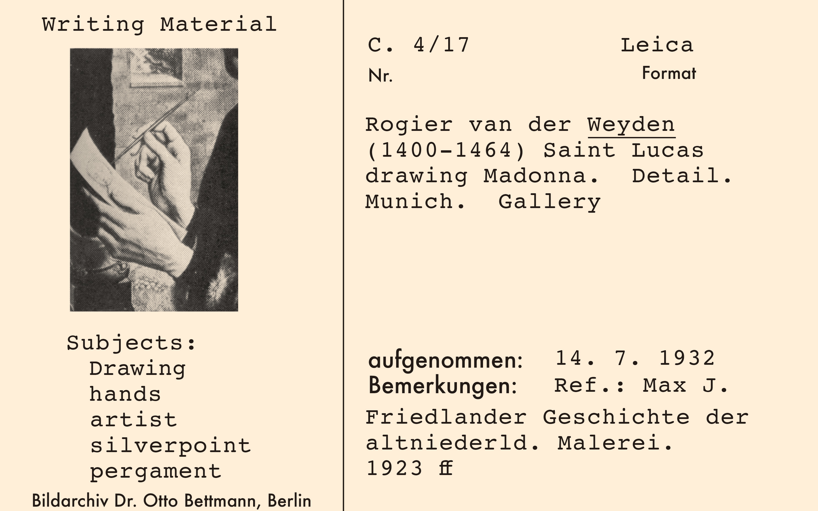 A Bettmann Archive catalogue card, nineteen thirty two.