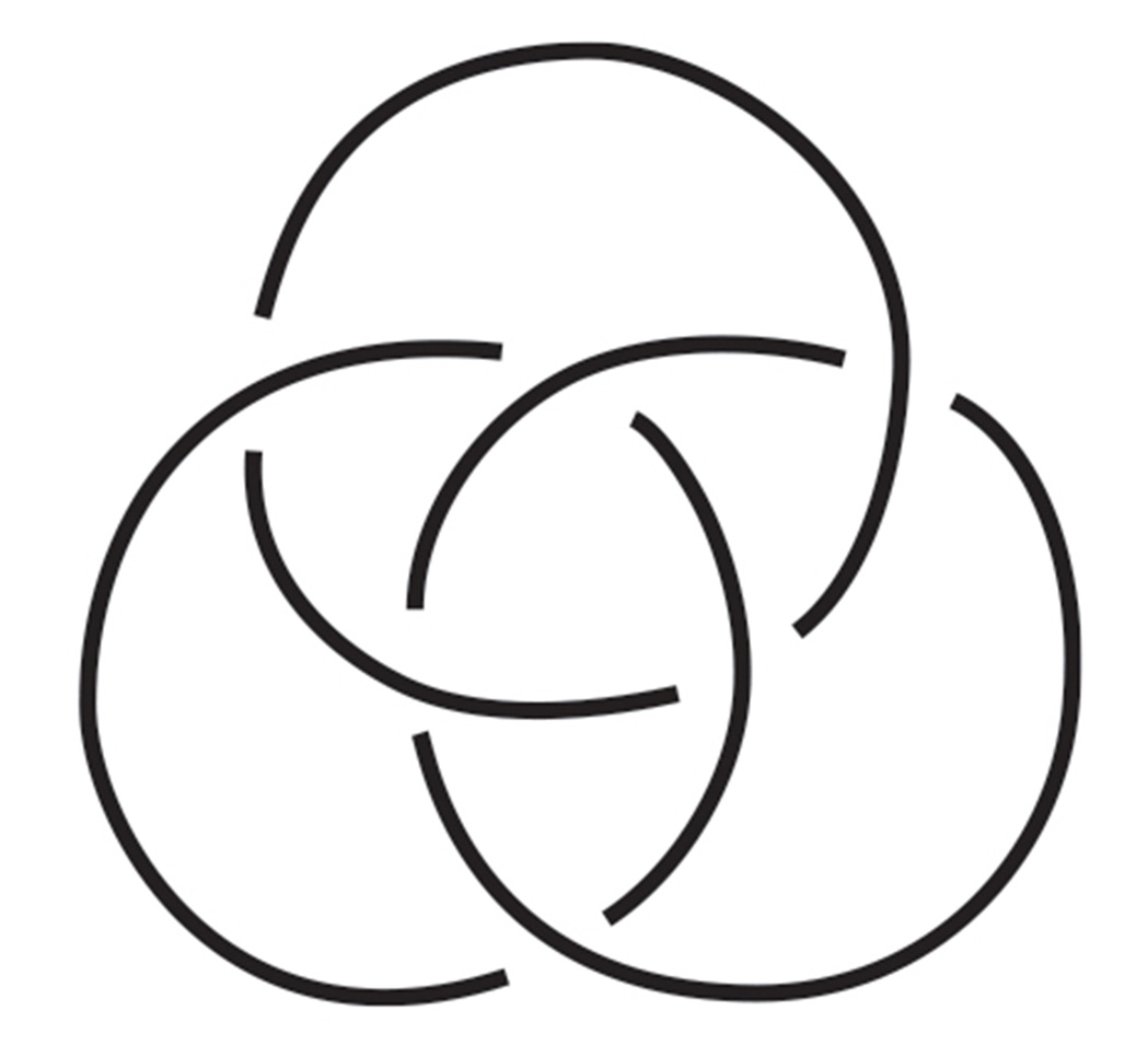 A diagram of a Borromean knot.