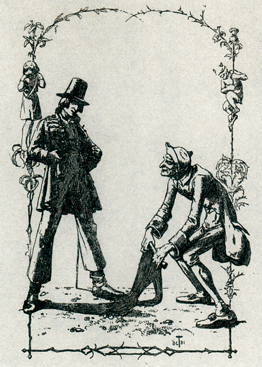 An illustration to accompany a nineteen eighteen Danish edition of Adelbert von Chamisso’s 