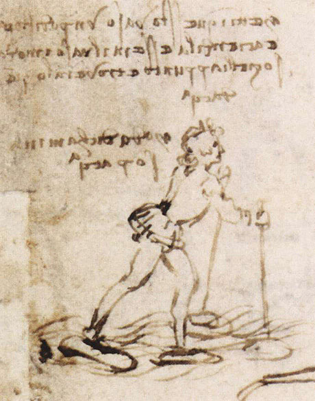 A sketch by Leonardo depicting a man wearing 