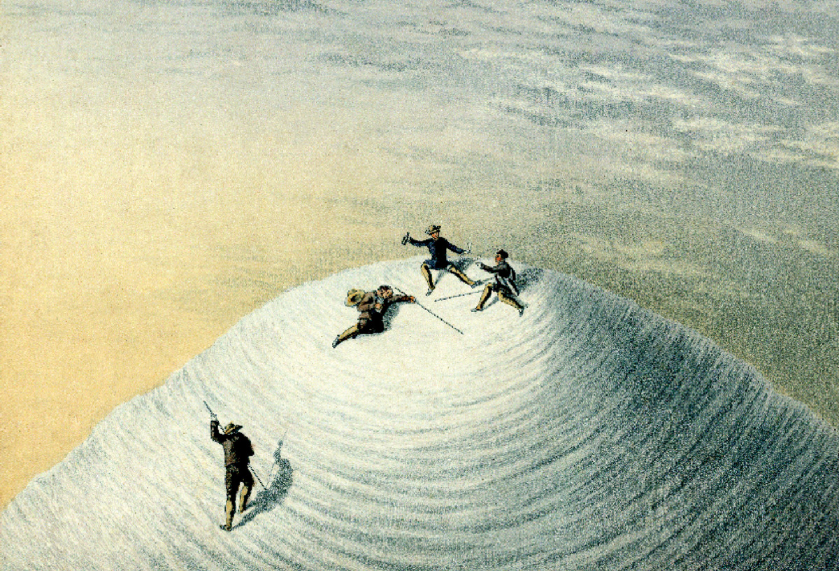 George Baxter, The Summit, 1853. Four Baxter prints illustrated Albert Smith’s book, The Ascent of Mont Blanc. Courtesy the New Baxter Society.