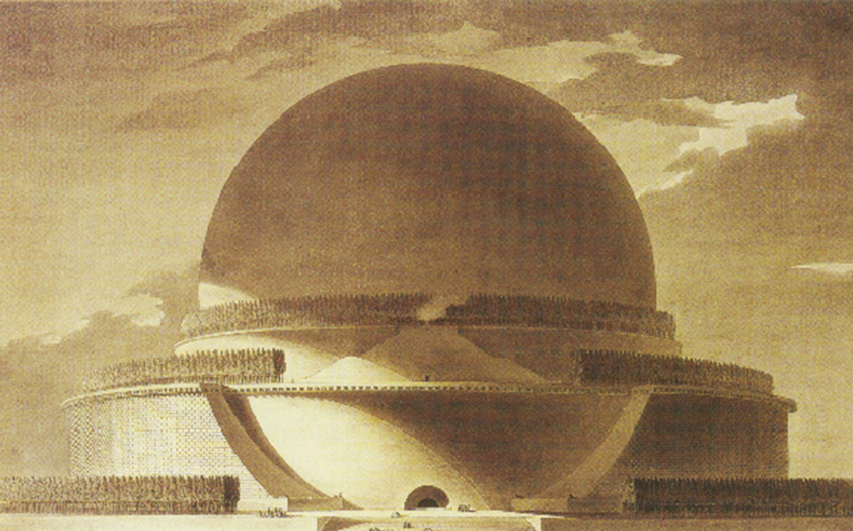 An illustration of Étienne-Louis Boullée’s Cenotaph for Newton.