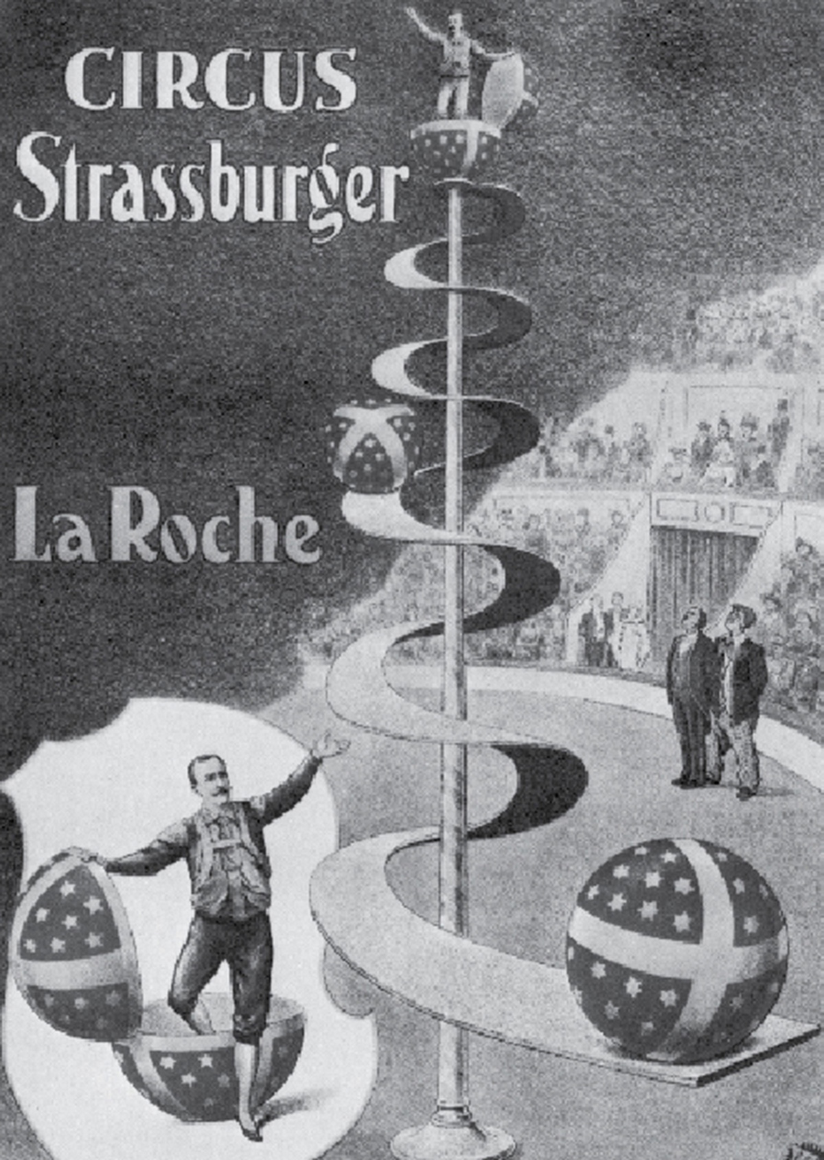 An illustrated poster for LaRoche’s act at Circus Strassburger.